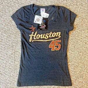 NWT MLB Houston Astros Lee 45 Baseball T-Shirt Womens Fan Tee V-Neck